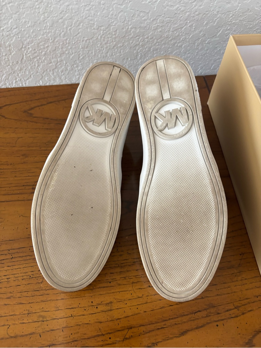 MICHAEL Michael Kors Brown MK Logo Slip-On Sneakers with Gold Accents - Picture 2 of 4